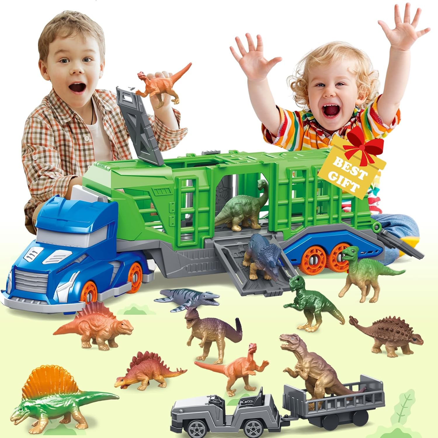 Kids Toys Under 1 Year - Dinosaur Animal Transport Vehicle Toy Set