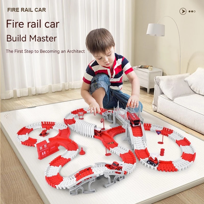 Kids Toys 10 Year Old - Fire Engine Track Assembling Car Engineering