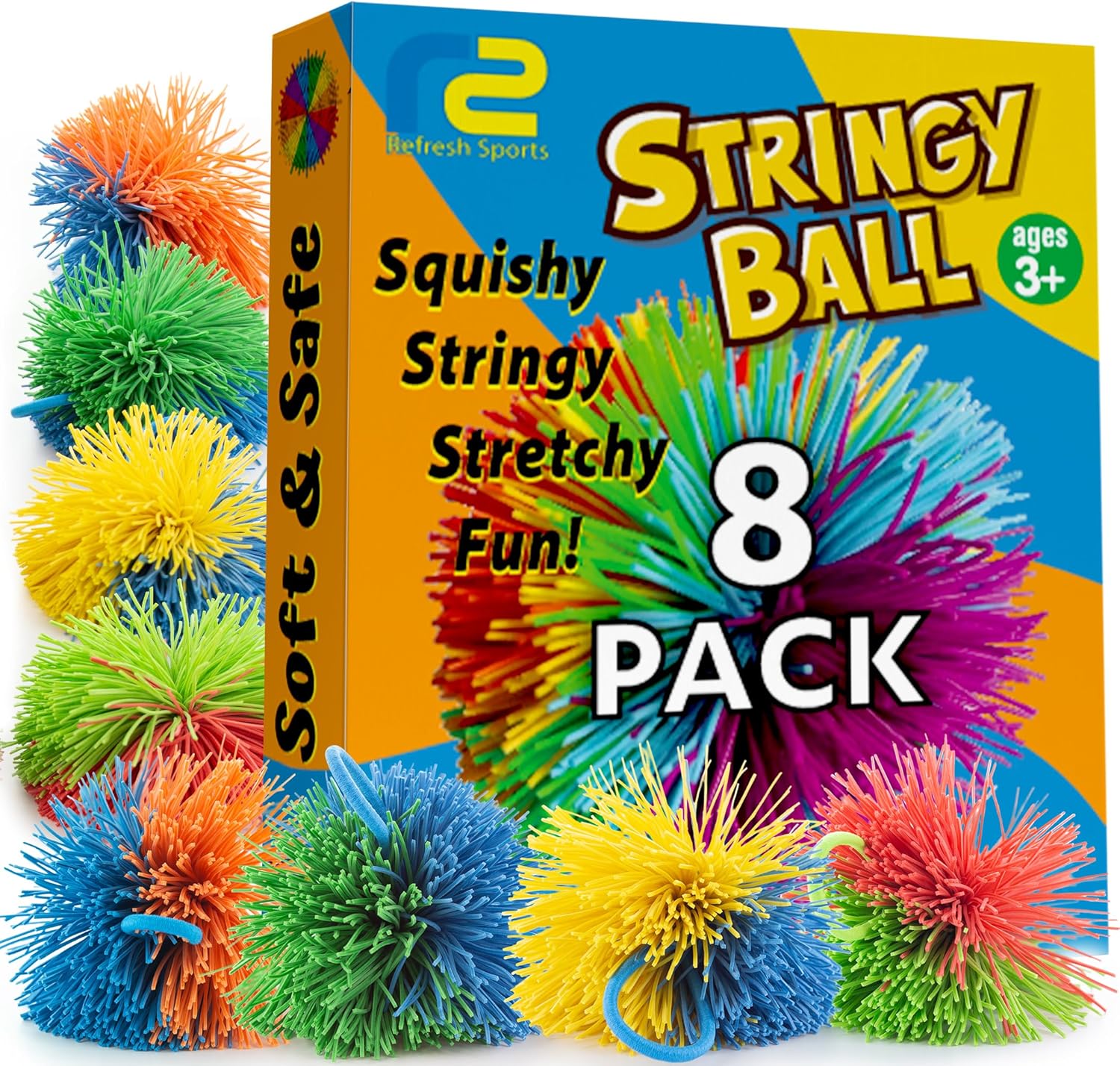 Kids Toys Easter - 8 Pack Stringy Sensory Balls -