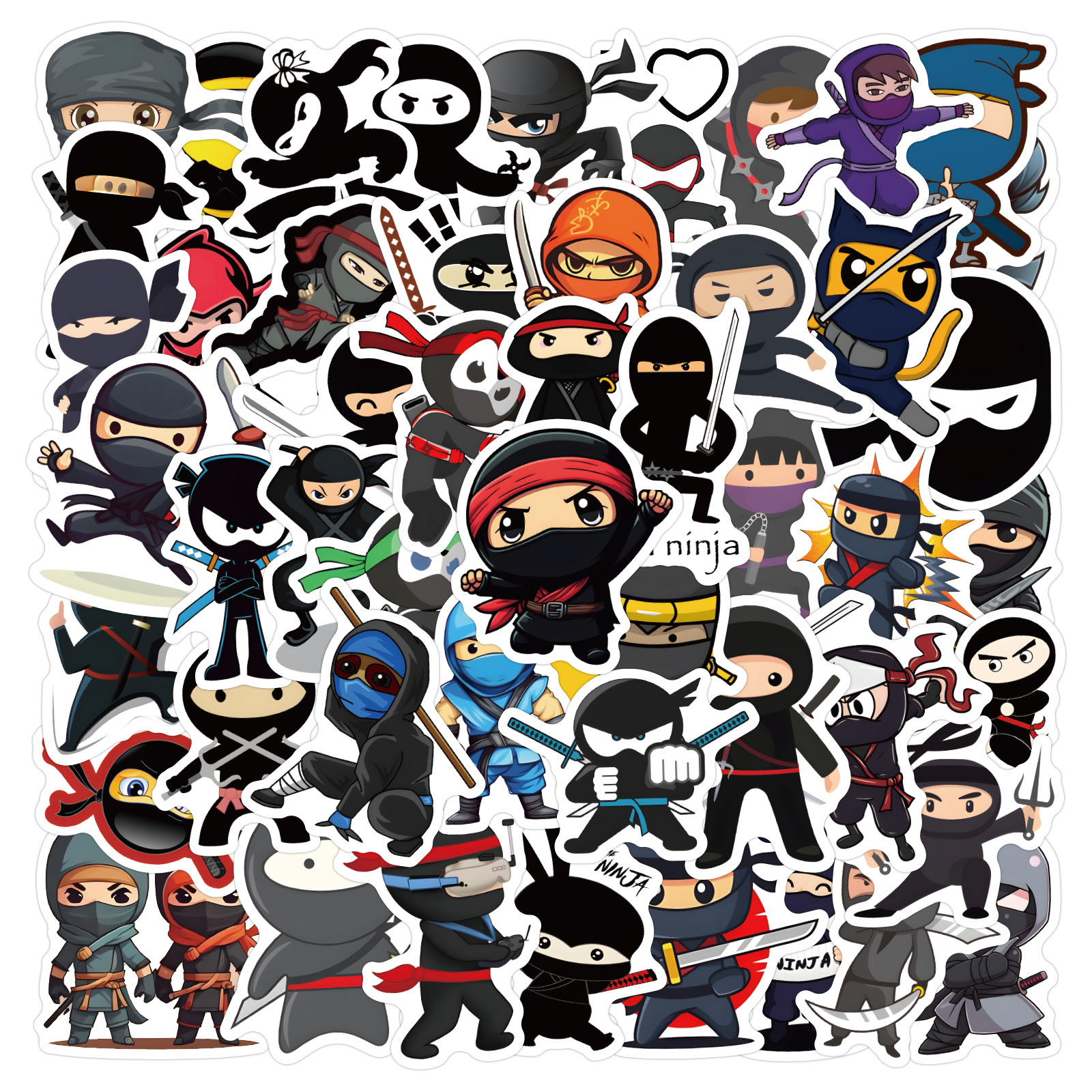 60PCS Ninja Samurai Cartoon Im - Kids Toys Cartoon Images ulasan dan harga