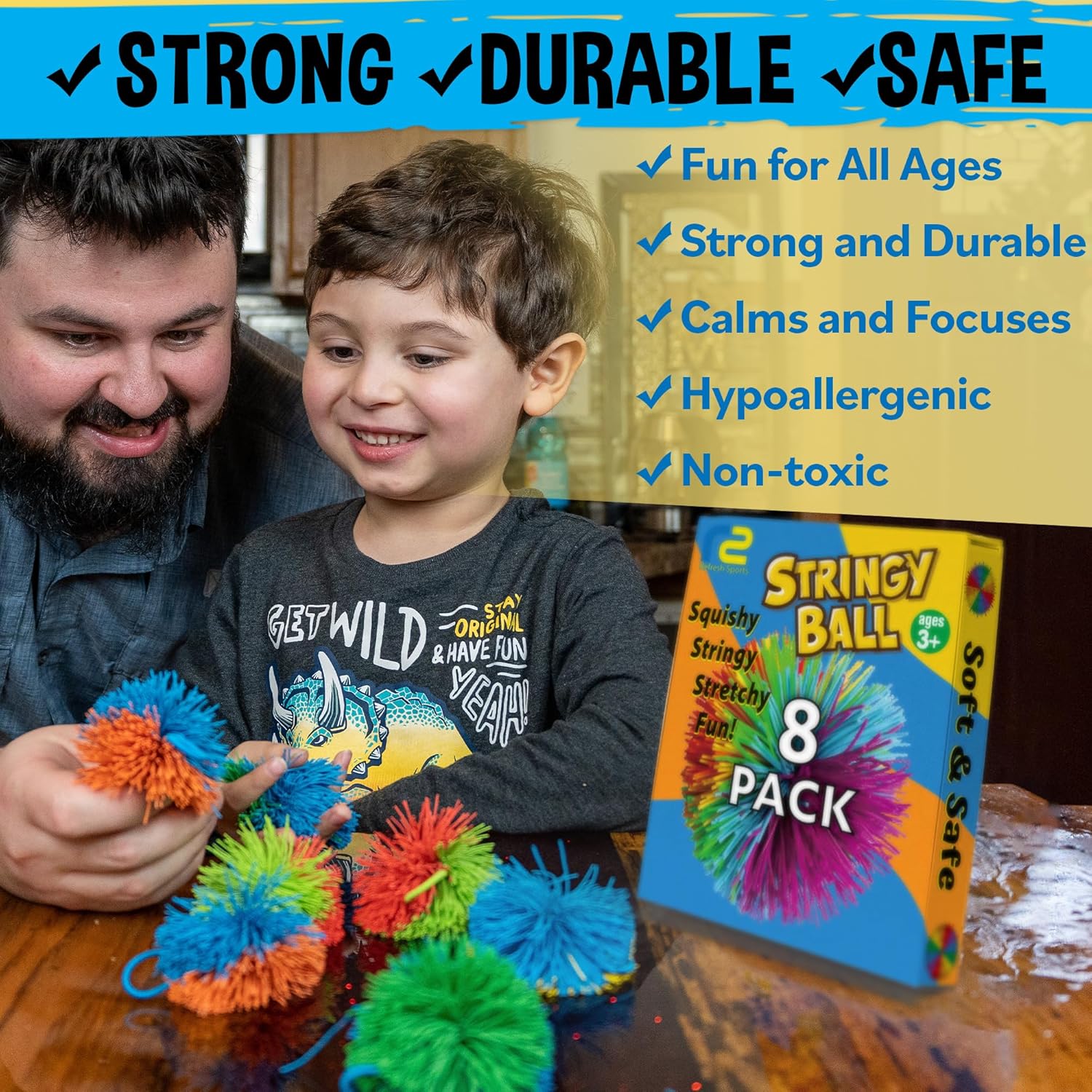 8 Pack Stringy Sensory Balls - - Kids Toys Easter ulasan dan harga