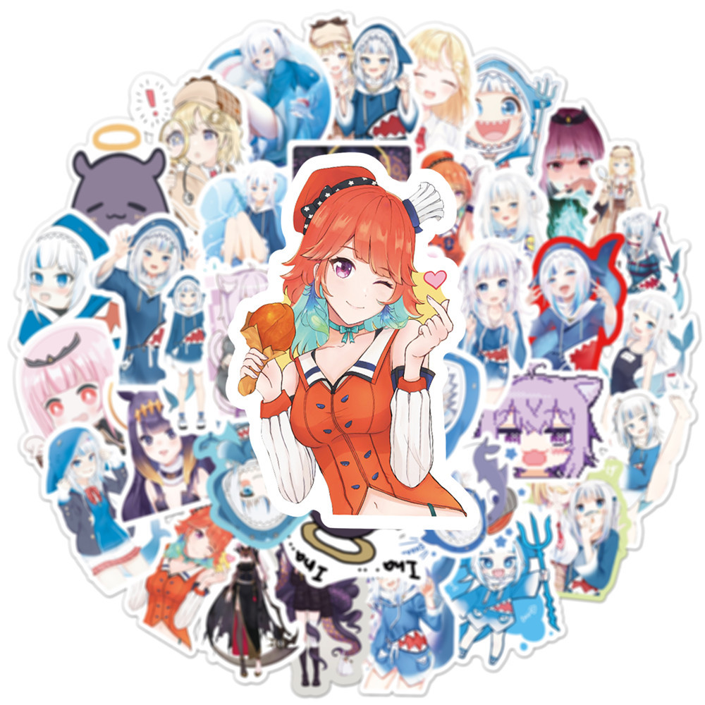 10/50PCS Gawr Gura Stickers Sh - Kids Toys Cartoon Images ulasan dan harga