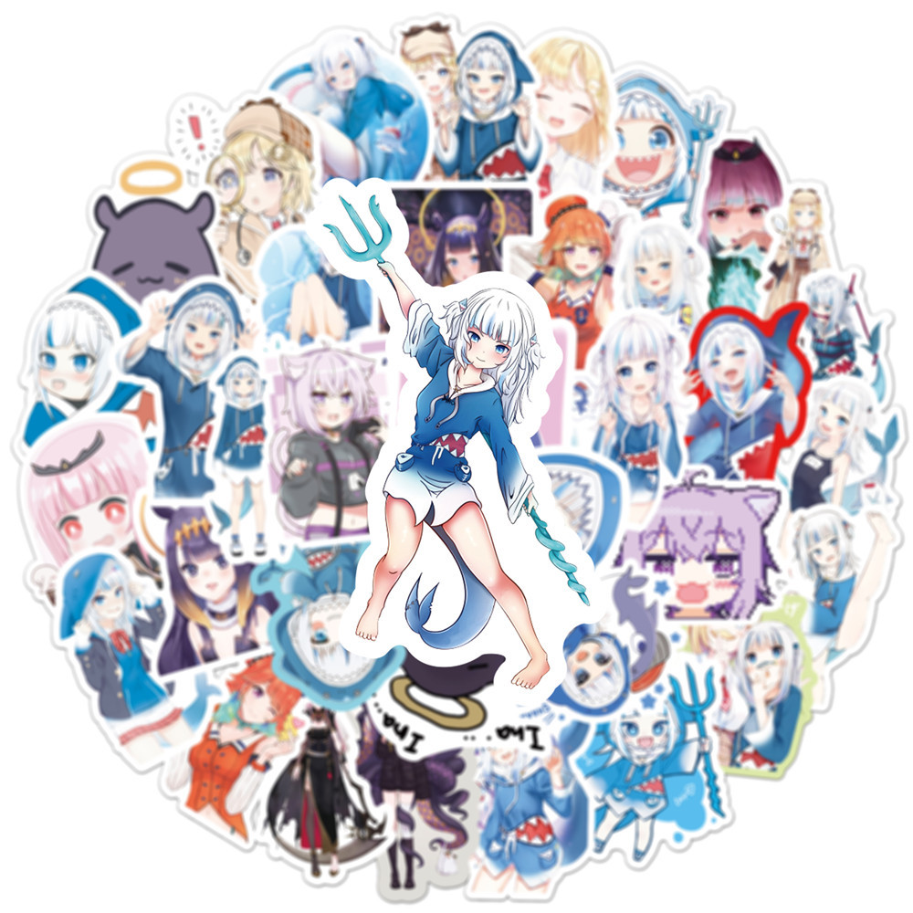 10/50PCS Gawr Gura Stickers Sh - Kids Toys Cartoon Images ulasan dan harga