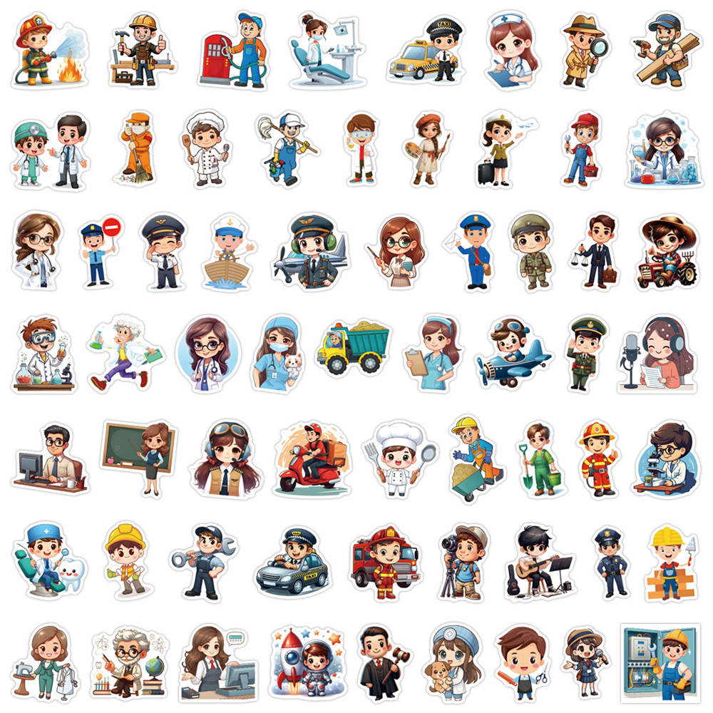 60PCS Career Work Career Stick - Kids Toys Cartoon Images ulasan dan harga