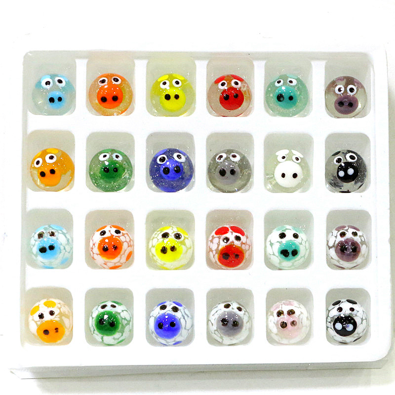 24Pcs Cute Rare Glass Marbles  - Kids Toys Cartoon Images ulasan dan harga